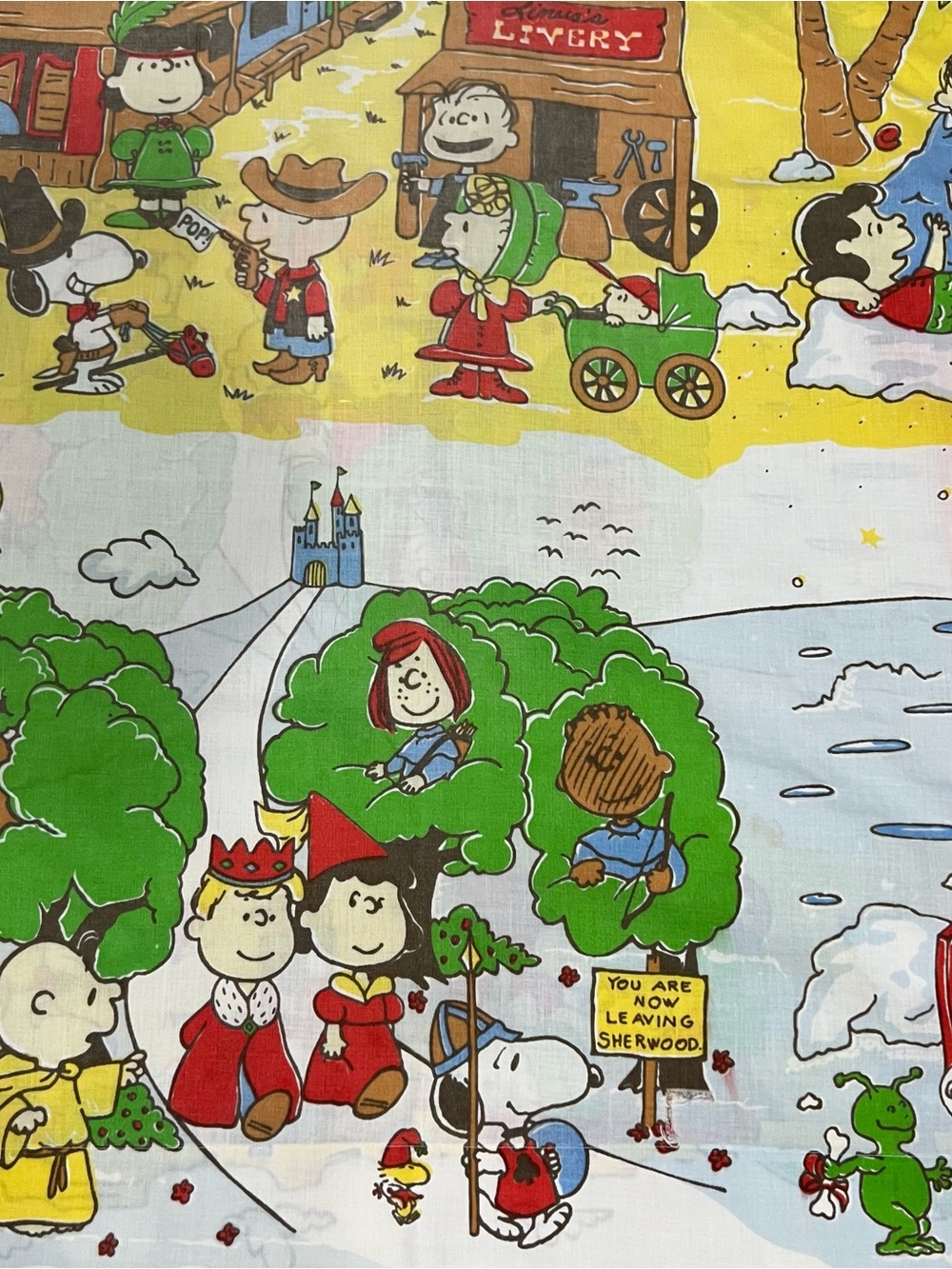 Vintage Peanuts Charlie Brown Space Snoopy West Twin Flat Sheet - Picture 4 of 6